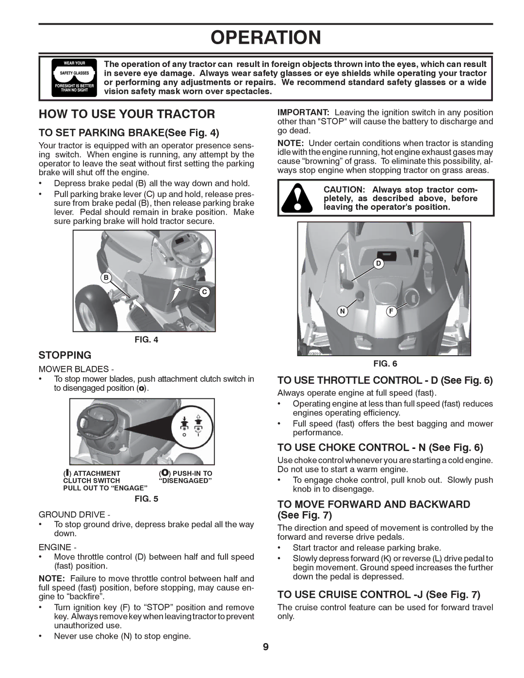 Husqvarna YTH2546 owner manual HOW to USE Your Tractor, Stopping 