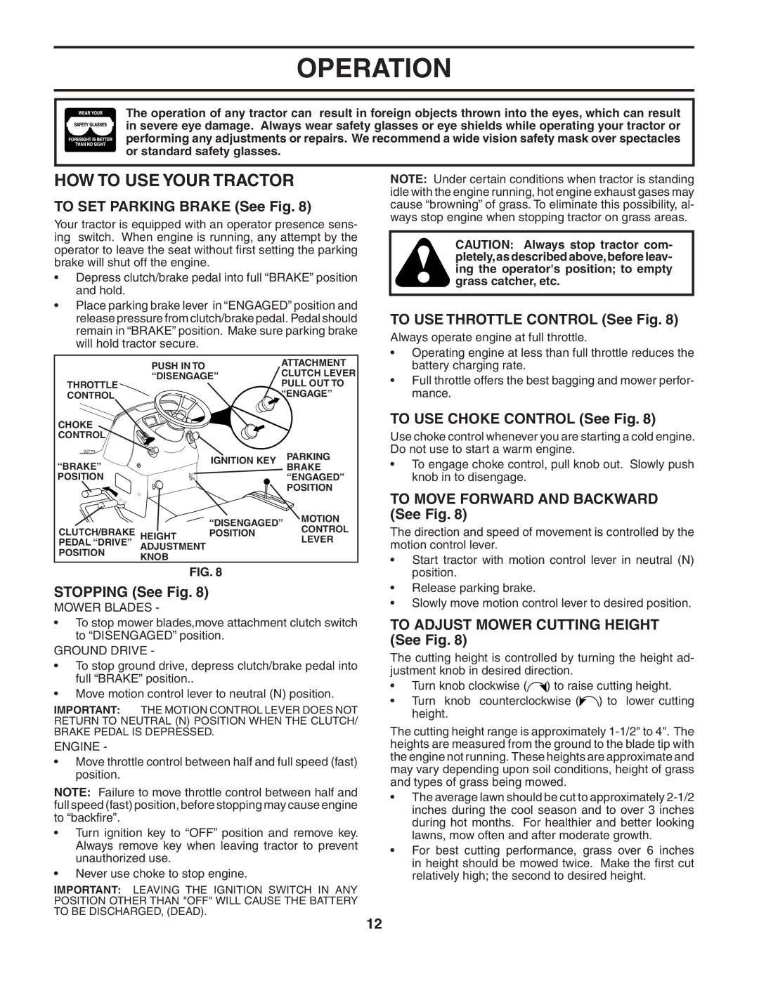 Husqvarna YTH2548 owner manual HOW to USE Your Tractor 