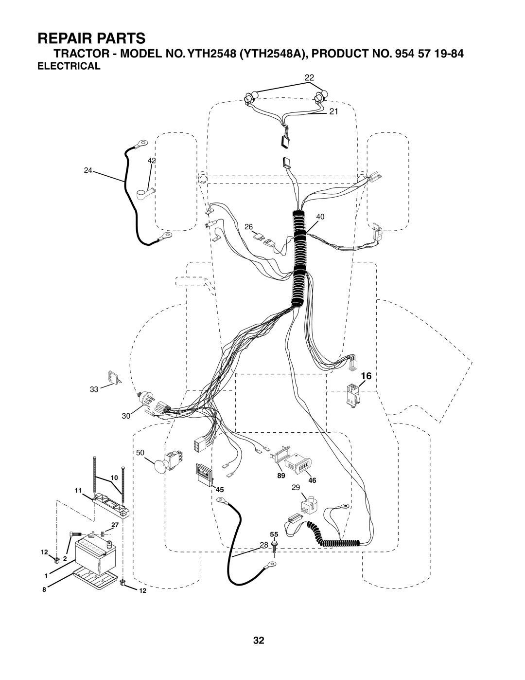 Husqvarna YTH2548 owner manual Electrical 