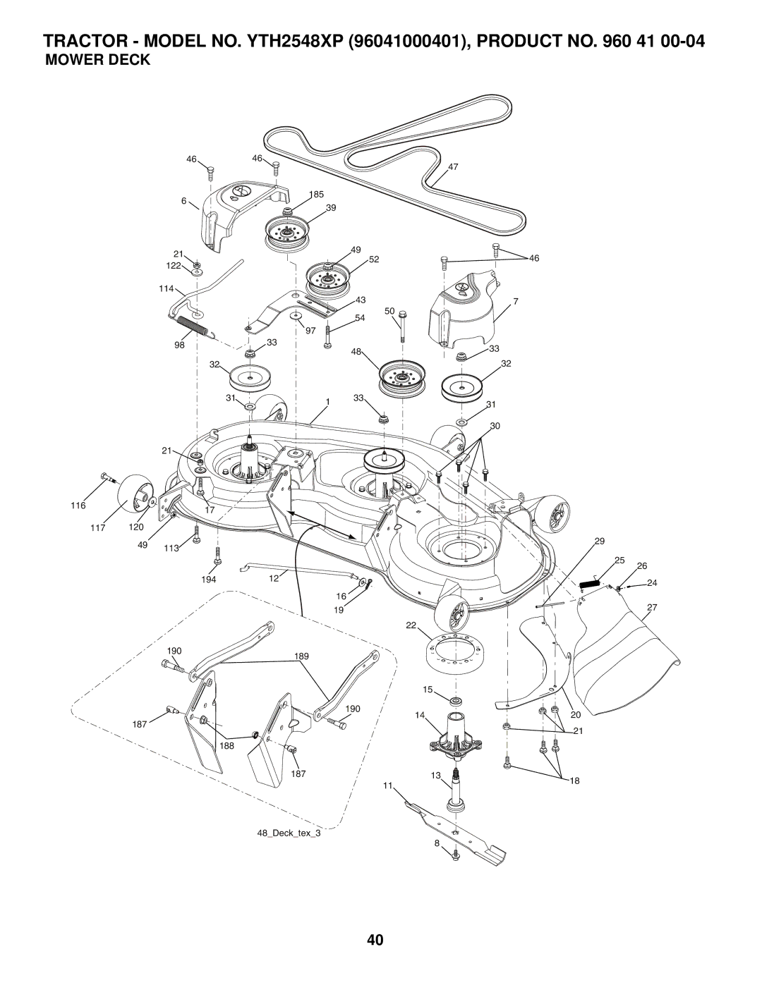 Husqvarna YTH2548XP owner manual Mower Deck 