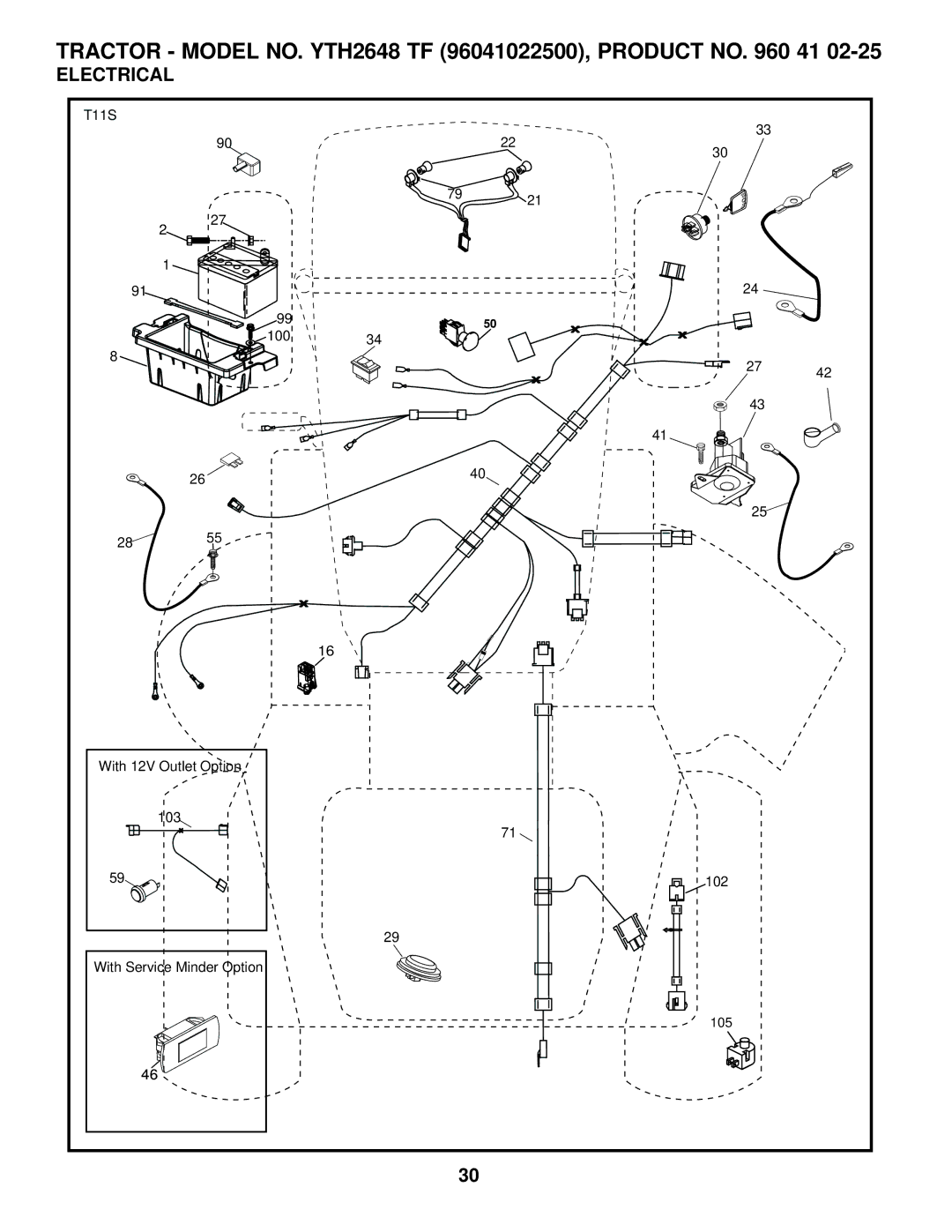 Husqvarna owner manual Tractor Model NO. YTH2648 TF 96041022500, Product no 41 