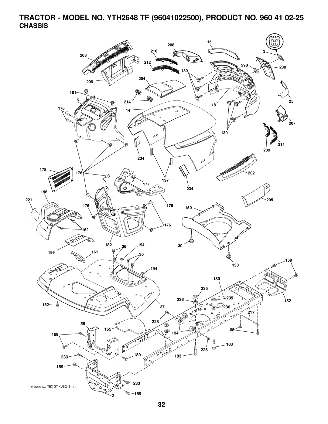 Husqvarna YTH2648 TF owner manual Chassis 