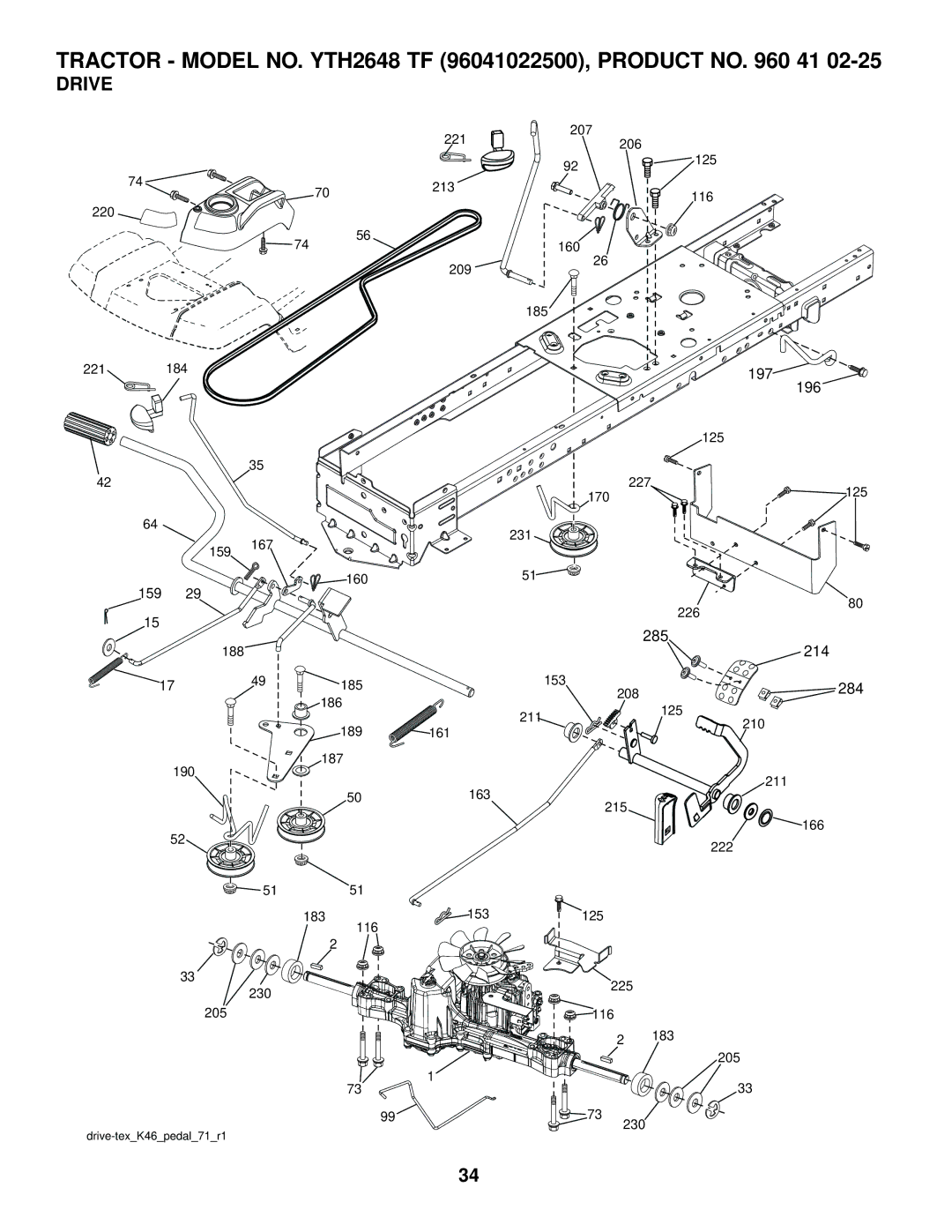 Husqvarna YTH2648 TF owner manual Drive, 284 