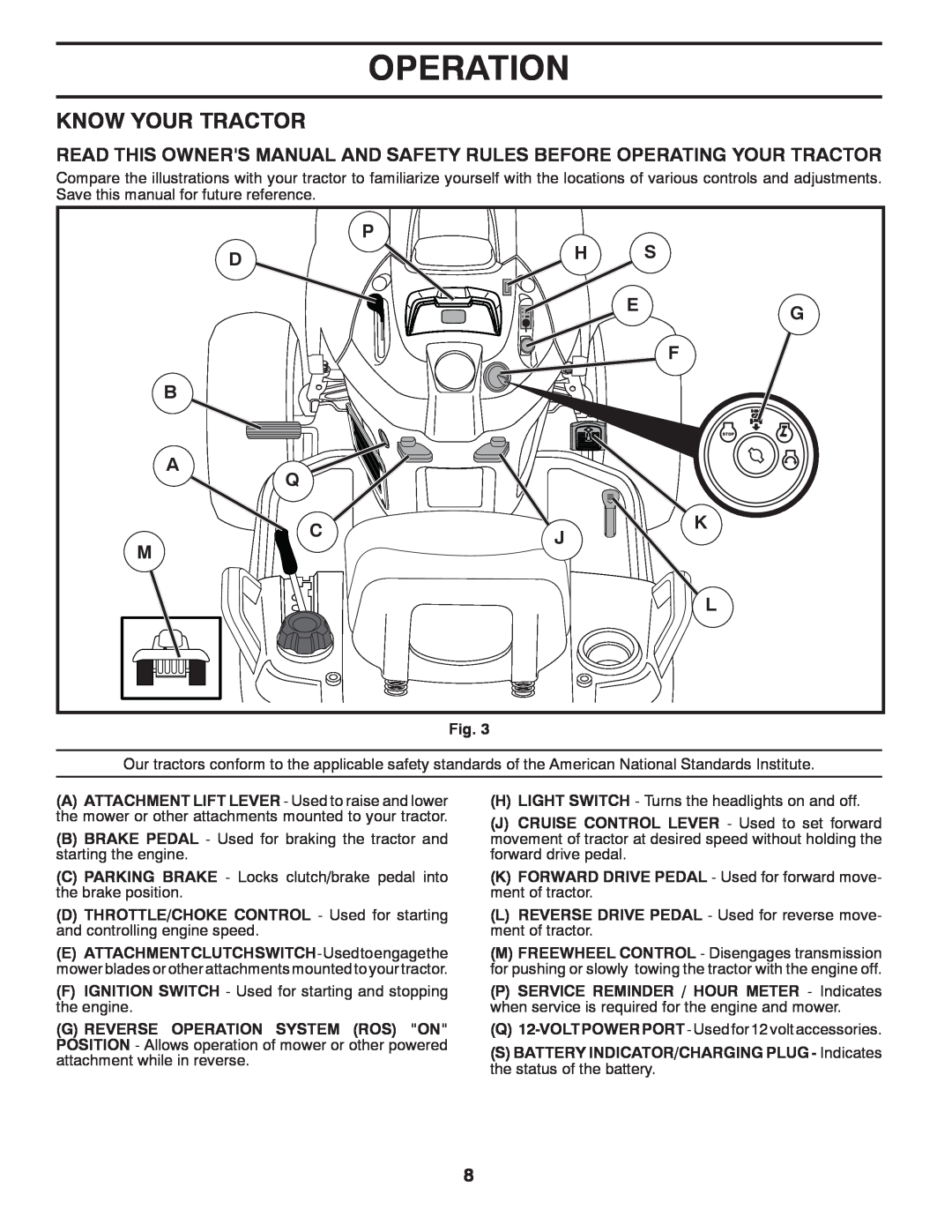 Husqvarna YTH2648TDRF owner manual Know Your Tractor, Operation 