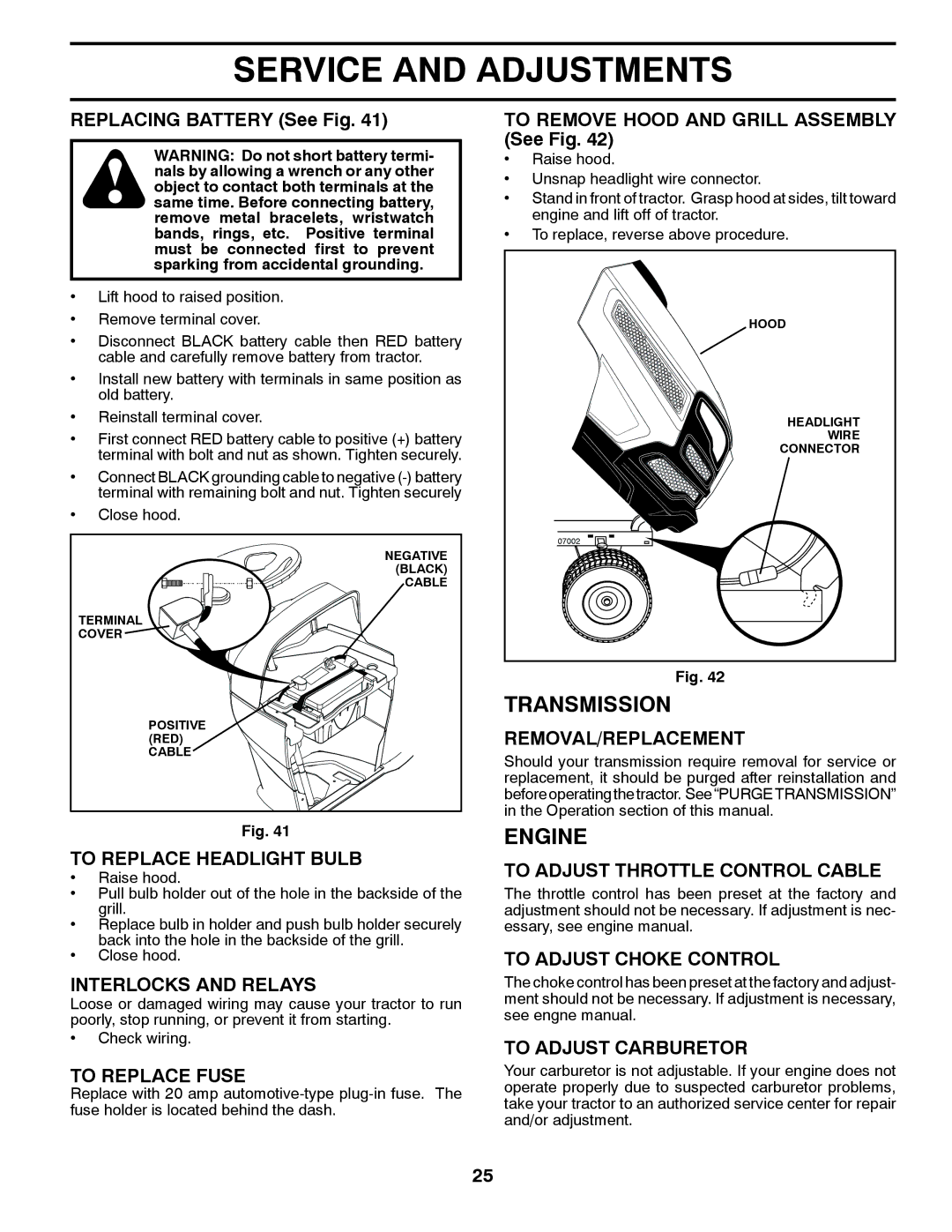 Husqvarna YTH26V54 owner manual Transmission 