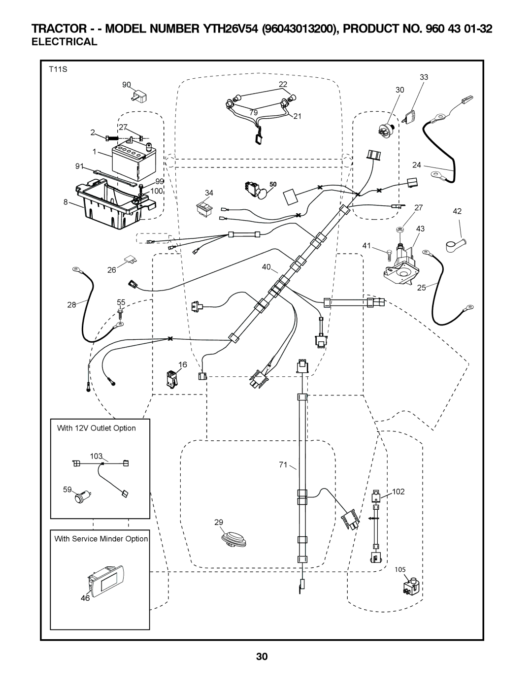 Husqvarna YTH26V54 owner manual Electrical 