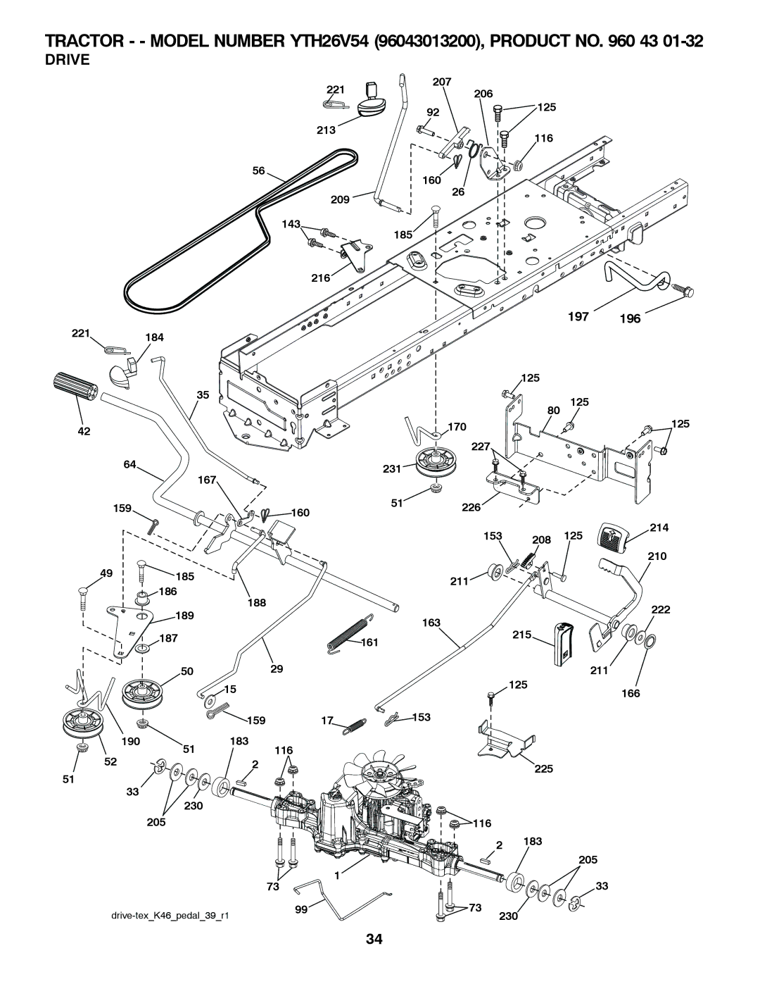 Husqvarna YTH26V54 owner manual Drive 