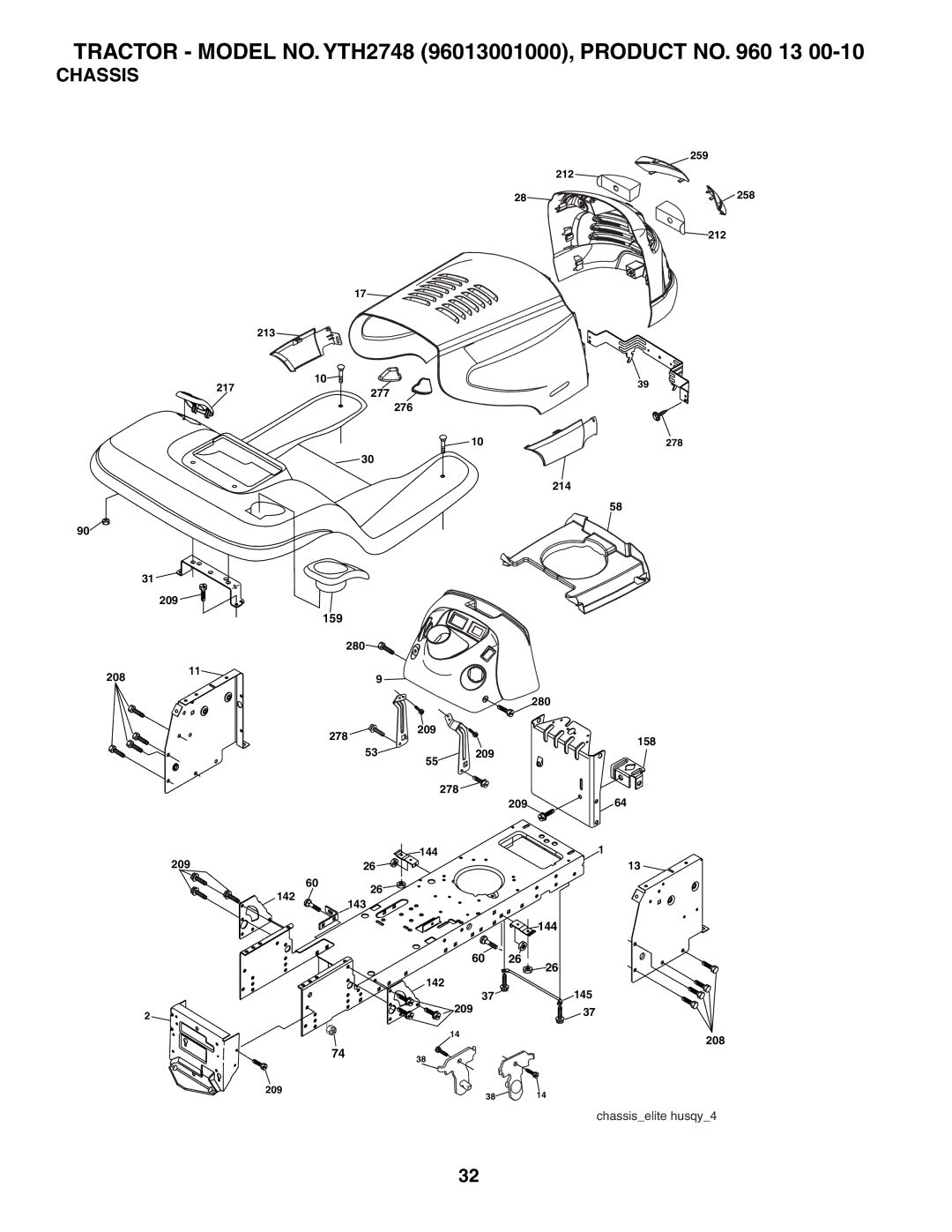 Husqvarna YTH2748 owner manual Chassis 