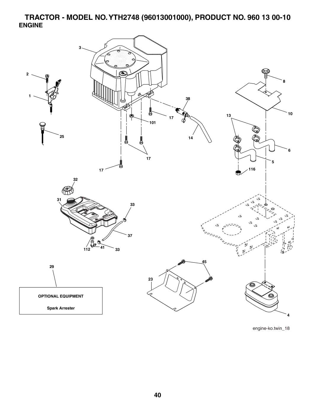 Husqvarna YTH2748 owner manual Engine 