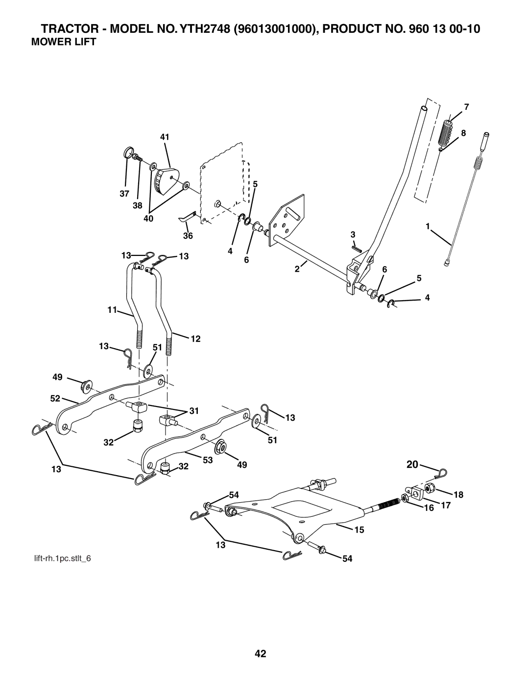 Husqvarna YTH2748 owner manual Mower Lift 