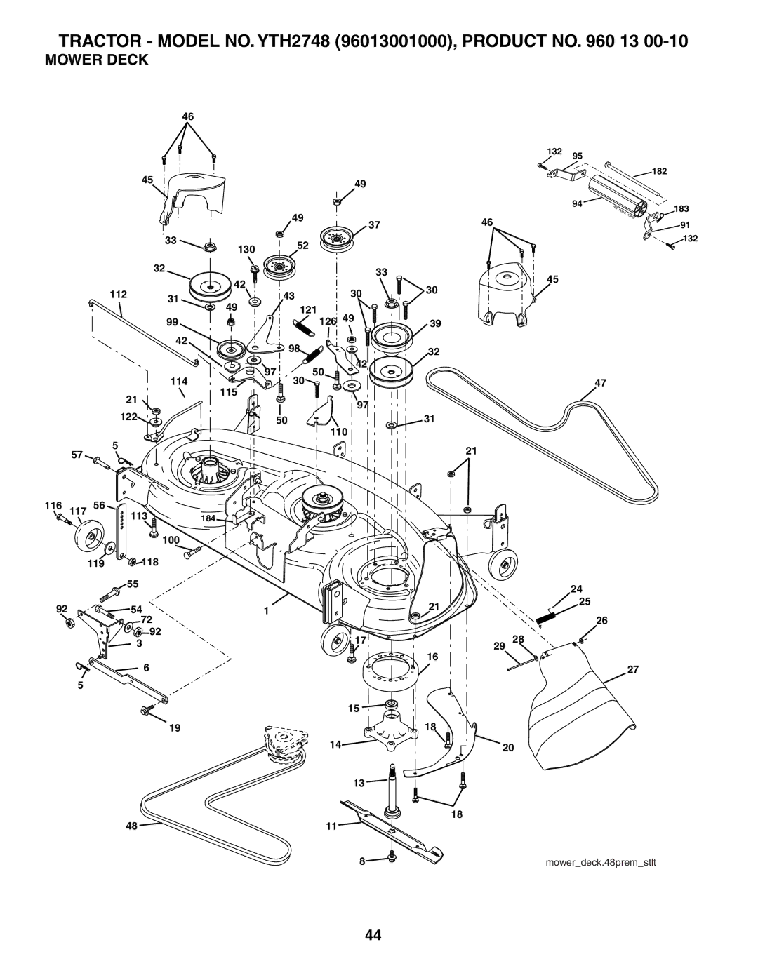 Husqvarna YTH2748 owner manual Mower Deck 