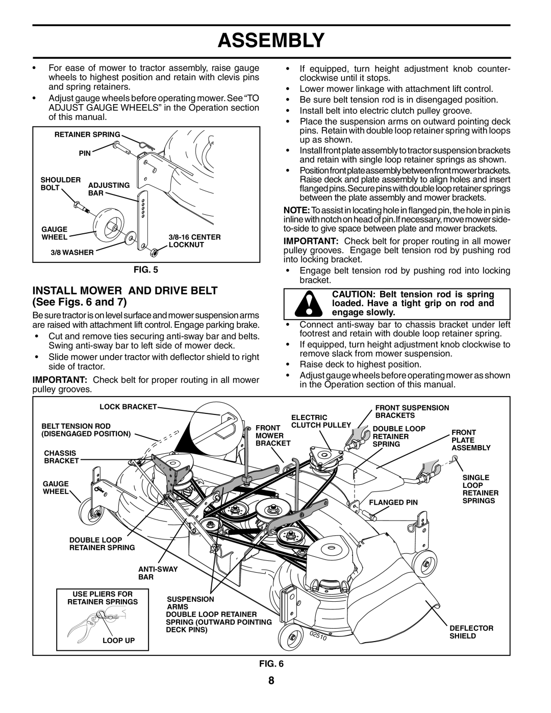 Husqvarna YTH2748 owner manual Install Mower and Drive Belt See Figs 