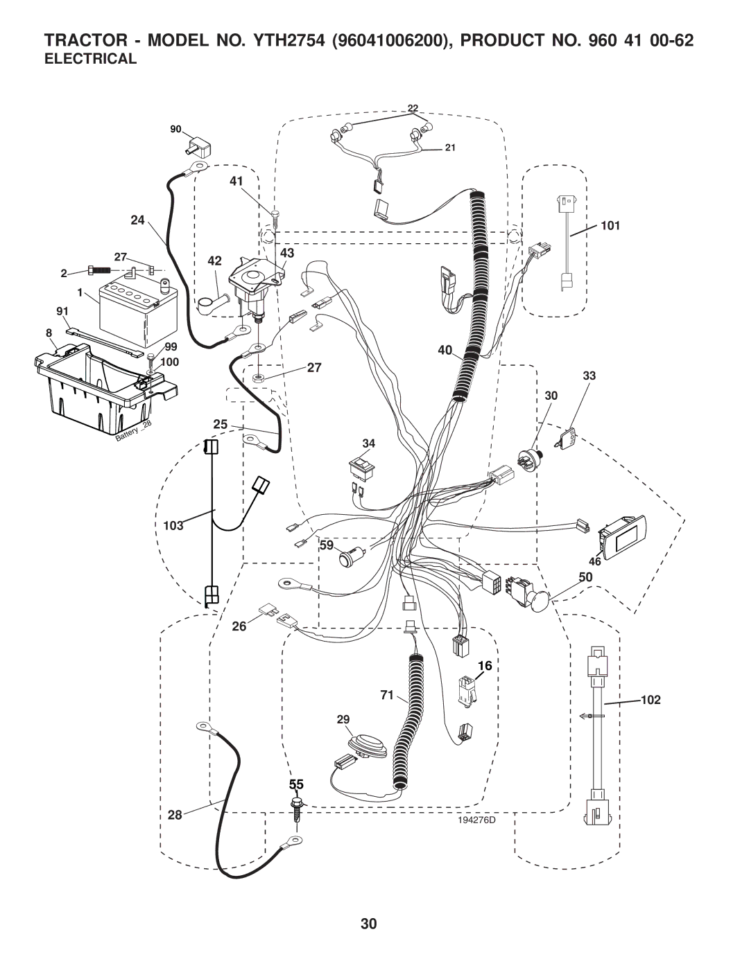 Husqvarna YTH2754 TWIN owner manual Electrical 