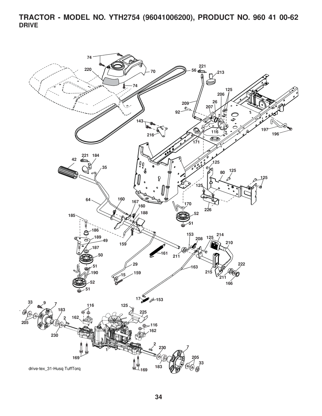 Husqvarna YTH2754 TWIN owner manual Drive 