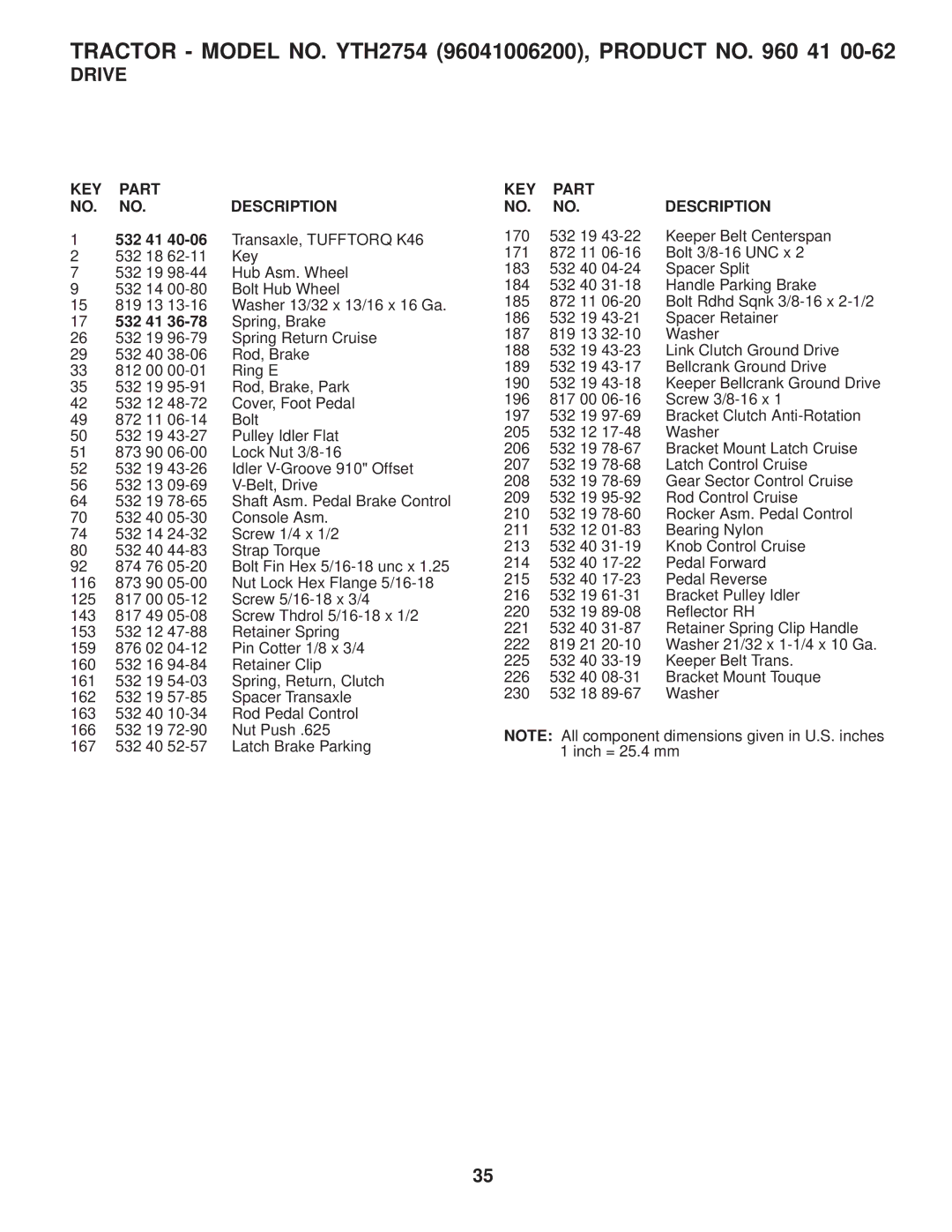 Husqvarna YTH2754 TWIN owner manual 532 41 