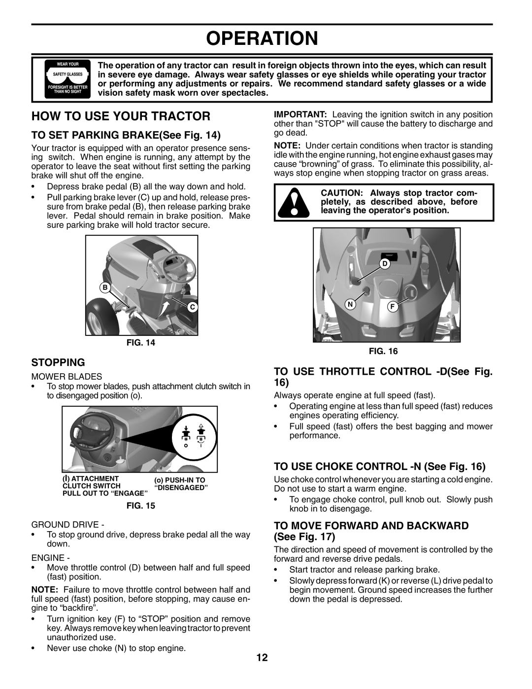 Husqvarna YTH2754XP owner manual HOW to USE Your Tractor, Stopping 