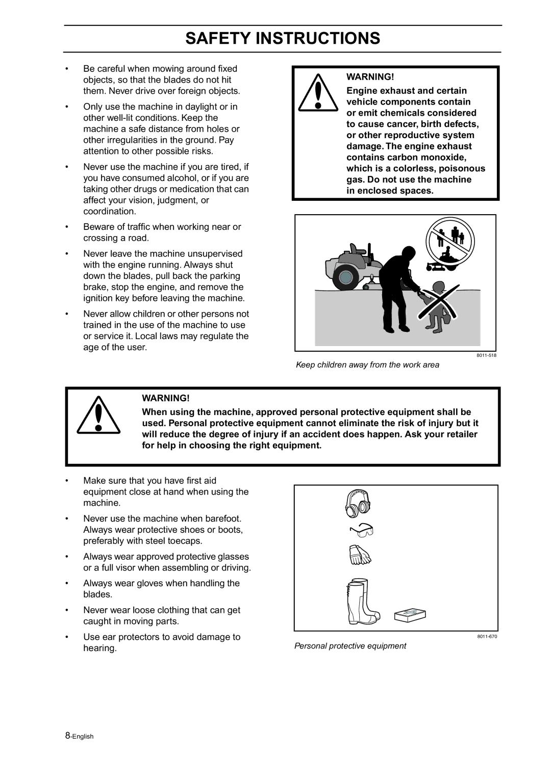 Husqvarna Z18 manual Hearing 