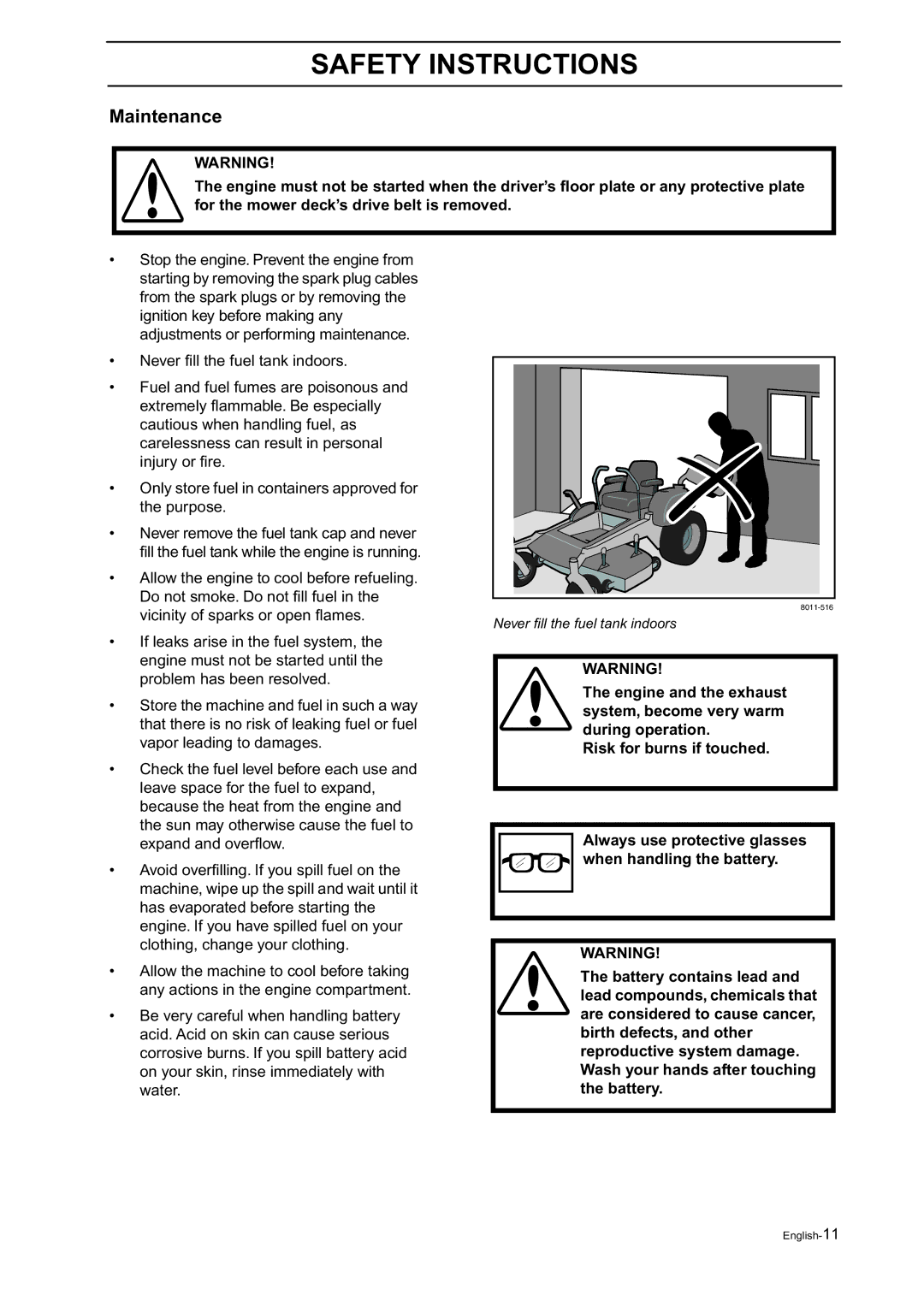 Husqvarna Z18 manual Maintenance 