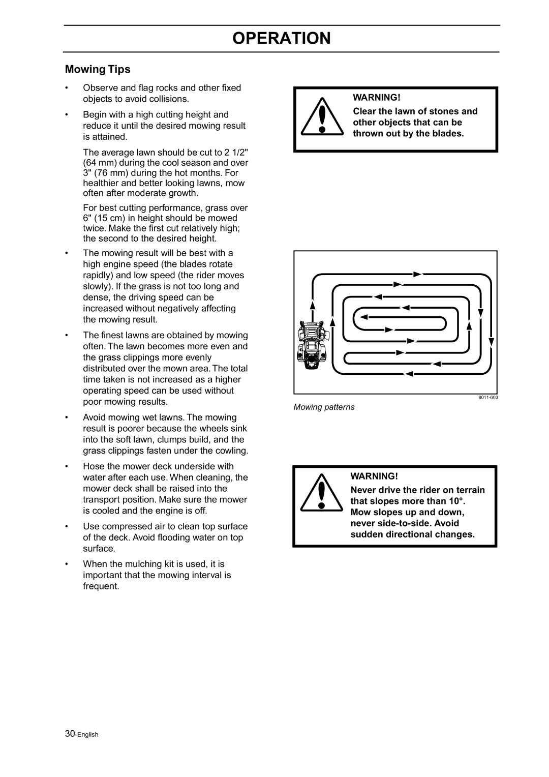 Husqvarna Z18 manual Mowing Tips 