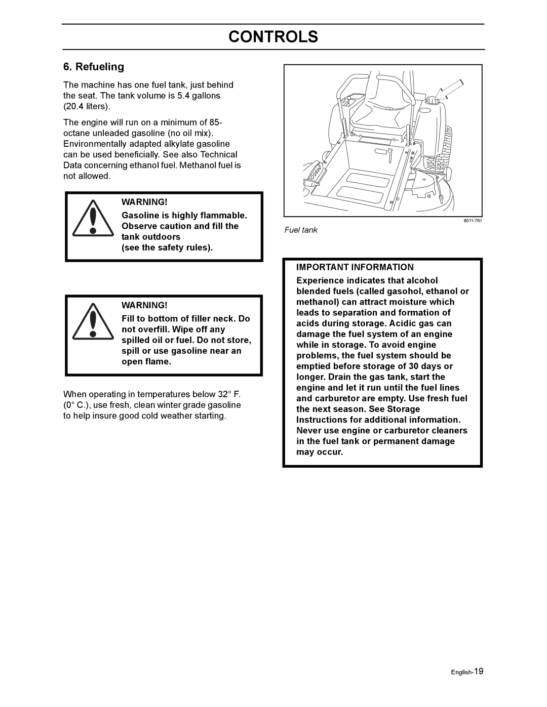 Husqvarna Z4818BIA/968999250 manual Refueling 