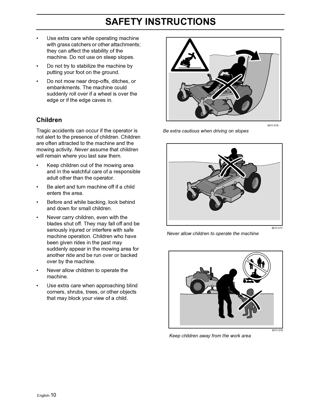 Husqvarna Z4822 manual Children 