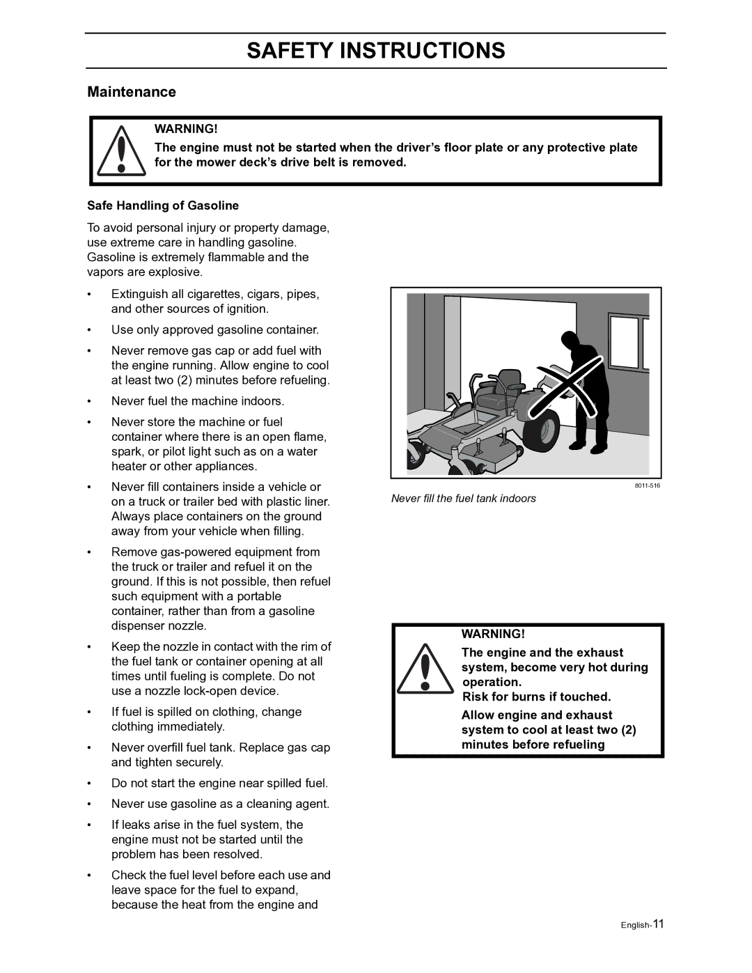 Husqvarna Z4822 manual Maintenance 