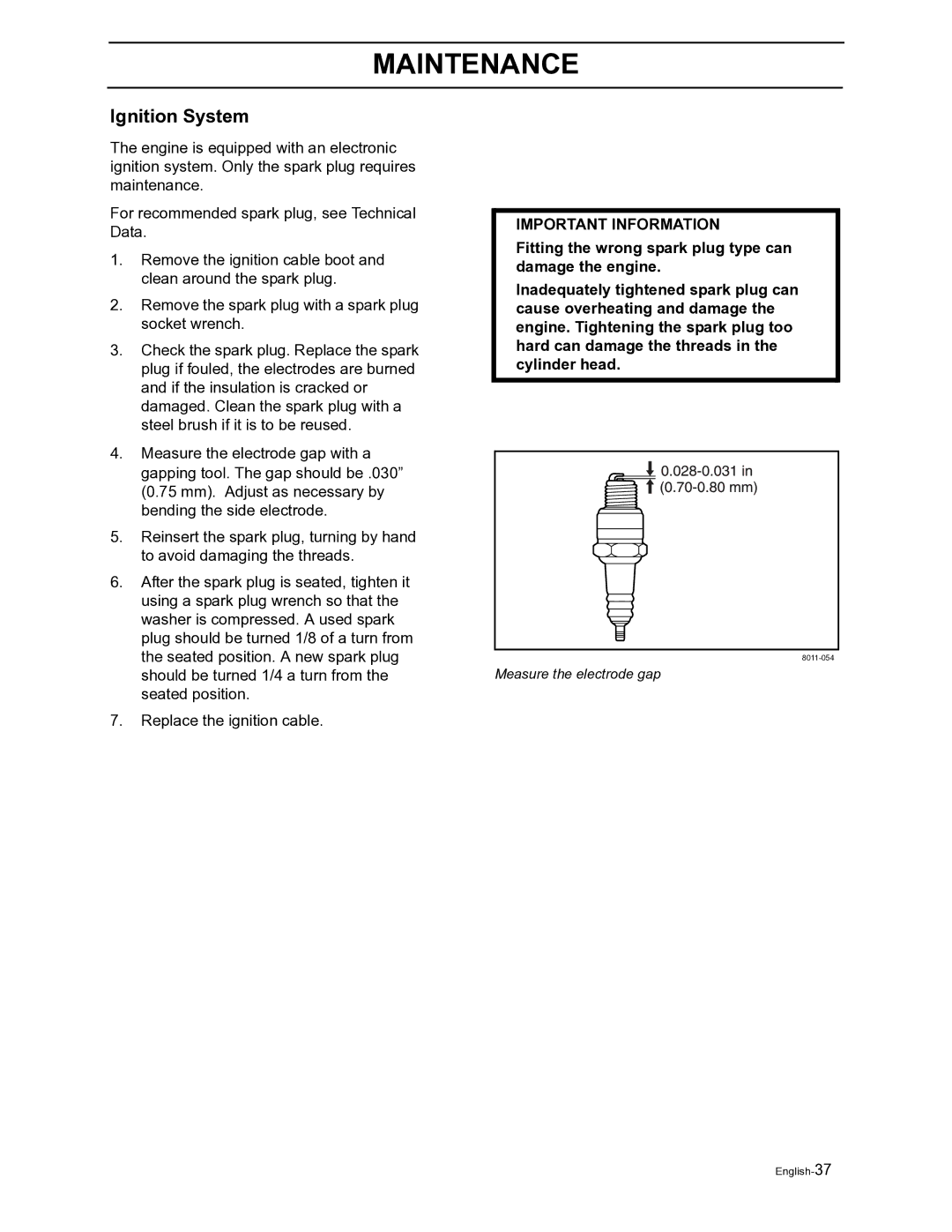 Husqvarna Z4822 manual Ignition System 