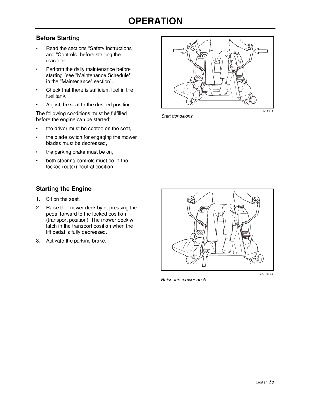 Husqvarna ZEKW42170, ZEKW52210 manual Before Starting, Starting the Engine 