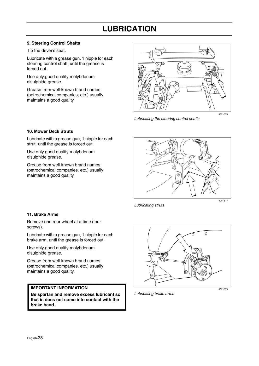 Husqvarna ZTH manual Steering Control Shafts, Mower Deck Struts, Brake Arms 