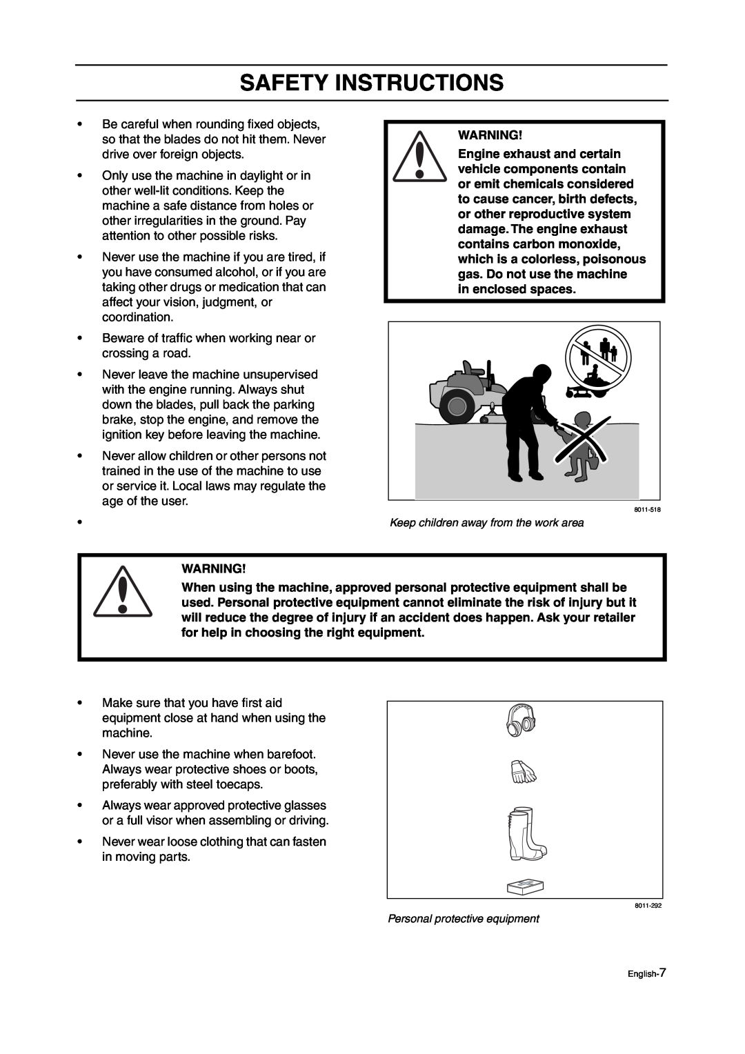 Husqvarna ZTH manual Safety Instructions, Beware of trafﬁc when working near or crossing a road 