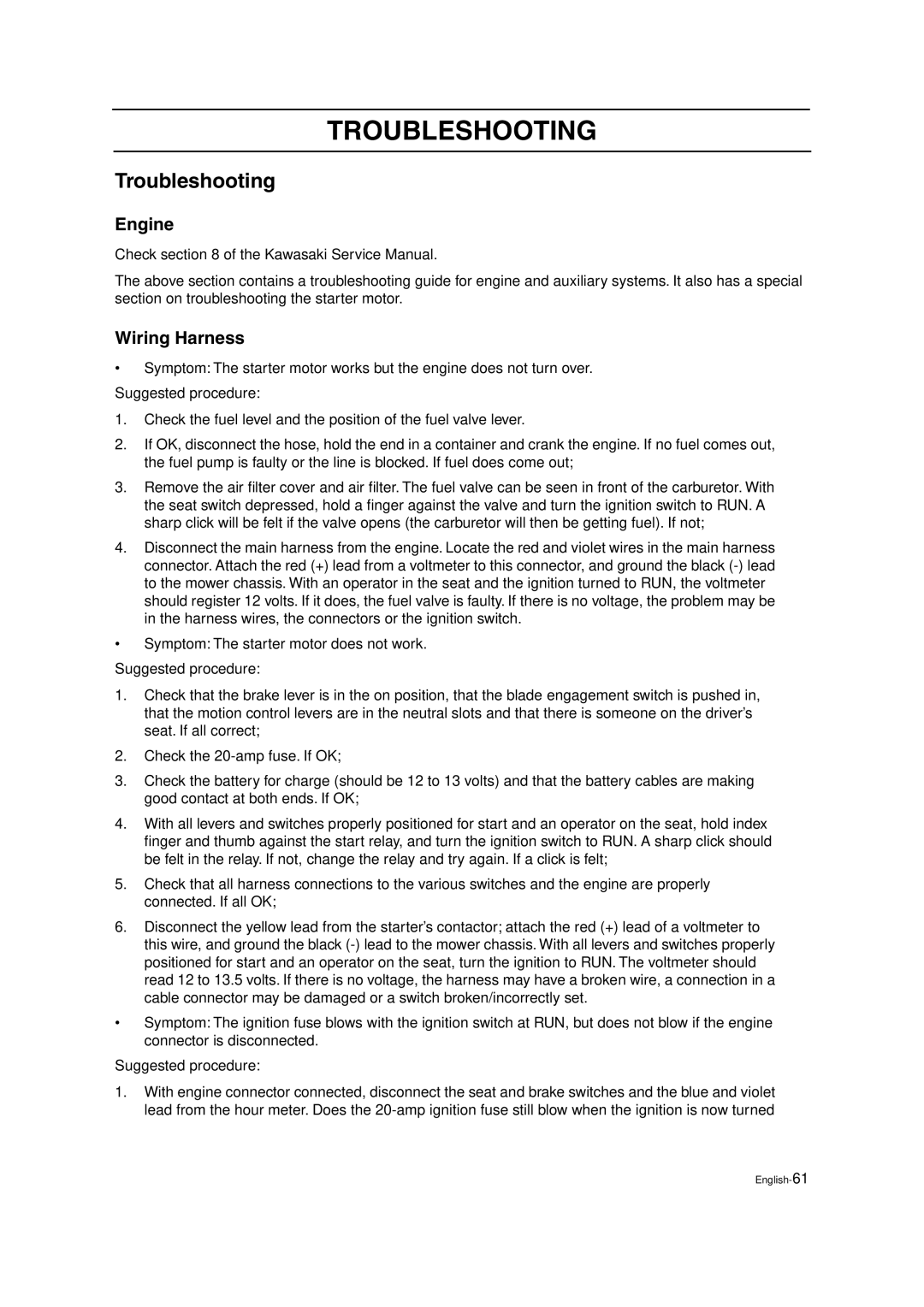 Husqvarna ZTH5223, ZTH6125 manual Troubleshooting, Wiring Harness 