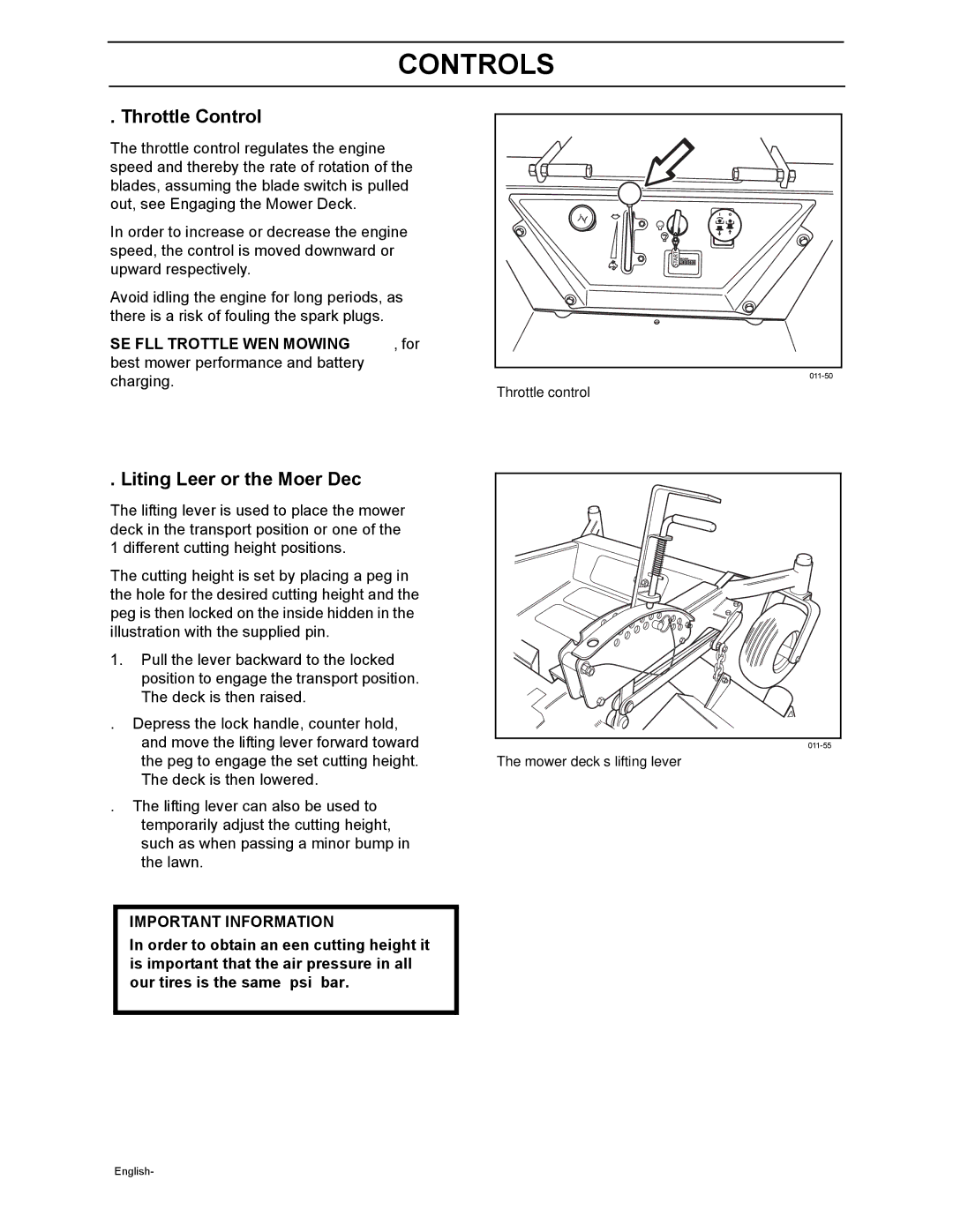 Husqvarna iZ4217TSKAA, iZ4817TSKAA, iZ4821TSKAA, iZ5223TKOA, iZ5225TXPKOA, iZ6125TKOA, iZ5223TVAN manual Throttle Control 