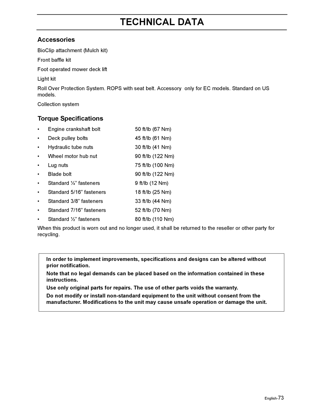 Husqvarna iZ4217TSKAA, iZ4817TSKAA, iZ4821TSKAA, iZ5223TKOA, iZ5225TXPKOA, iZ6125TKOA, iZ5223TVAN manual Accessories 