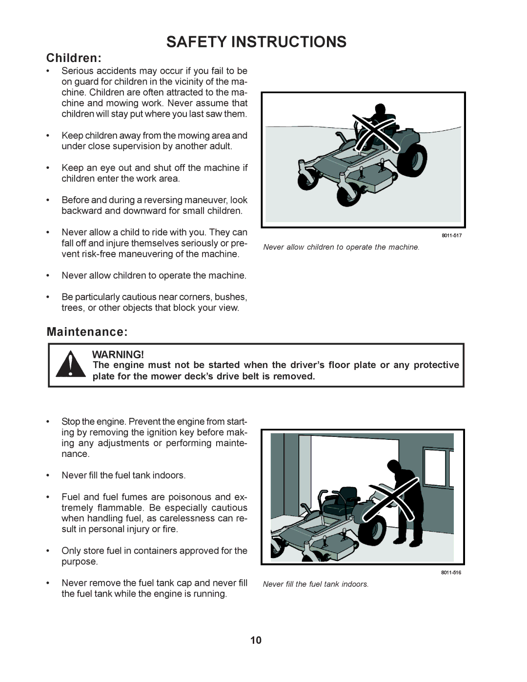 Husqvarna iZ4821KAA, iZ5223KAA, iZ5223KOA, iZ4217SKAA, iZ4817SKAA, iZ4817KAA, iZ6123KAA manual Children, Maintenance 