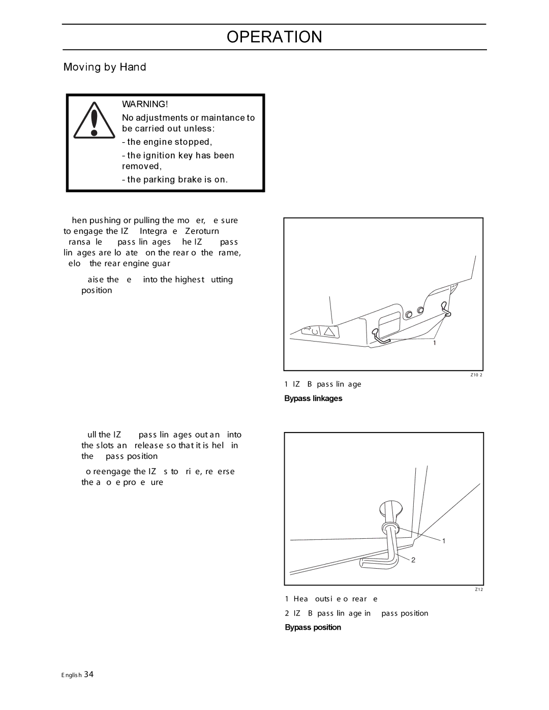 Husqvarna EZ5221KAA, EZ4216HO, EZ4127KAA, EZ4217KAA, EZ4822BI, EZ4822BI, EZ5221KAA manual Moving by Hand 