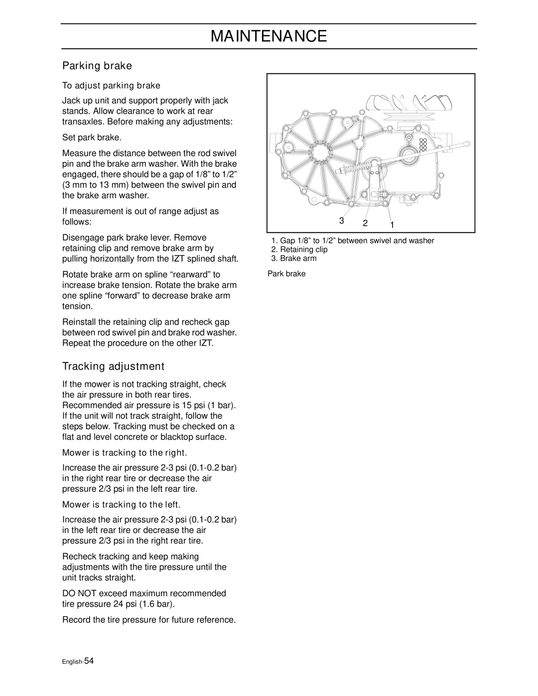 Husqvarna EZ5221KAA, EZ4216HO, EZ4127KAA, EZ4217KAA, EZ4822BI, EZ4822BI, EZ5221KAA manual Tracking adjustment 