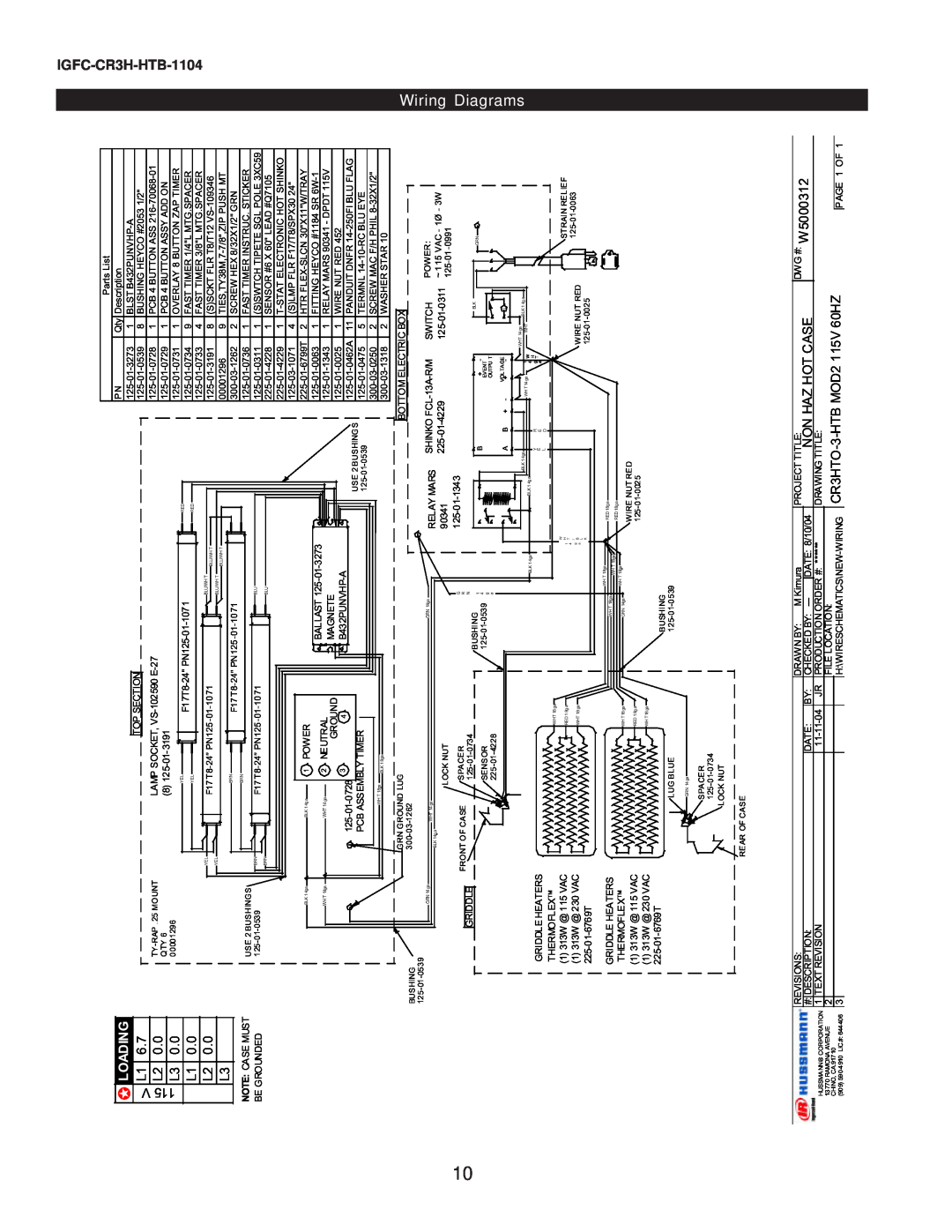 hussman CR3HTO-HTB operation manual Wiring Diagrams, IGFC-CR3H-HTB-1104, Neutral 