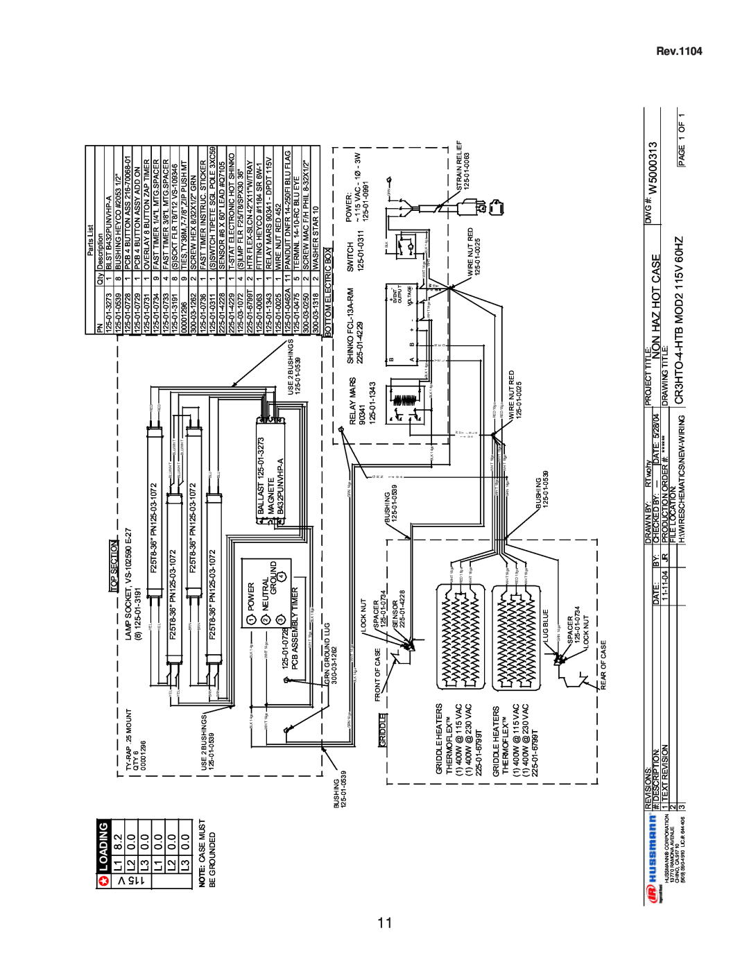 hussman CR3HTO-HTB operation manual Rev.1104, 0.0L2 0.0L3, Power 