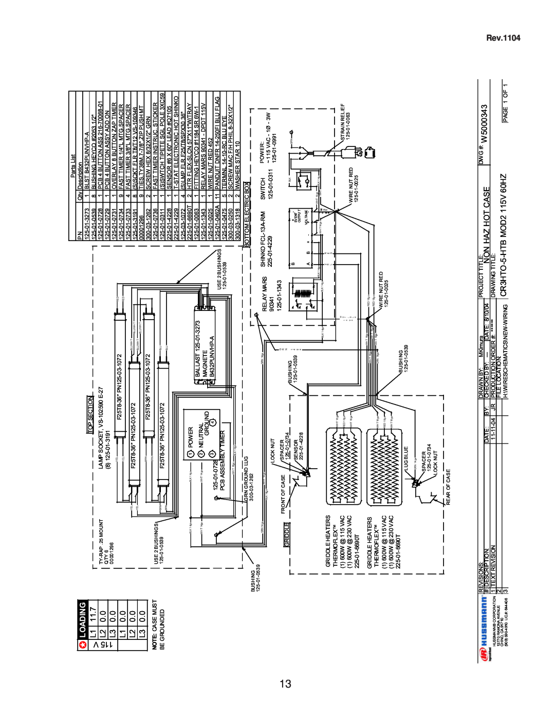 hussman CR3HTO-HTB operation manual Rev.1104, 0.0L2 L30.0 