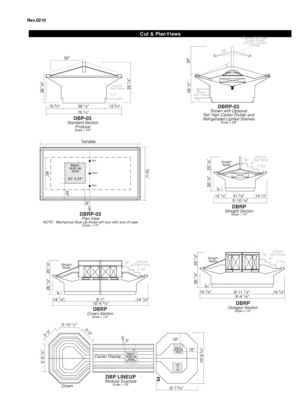 hussman DBP, DBRP 01 manual Cut & Plan Views, DBRP-03 