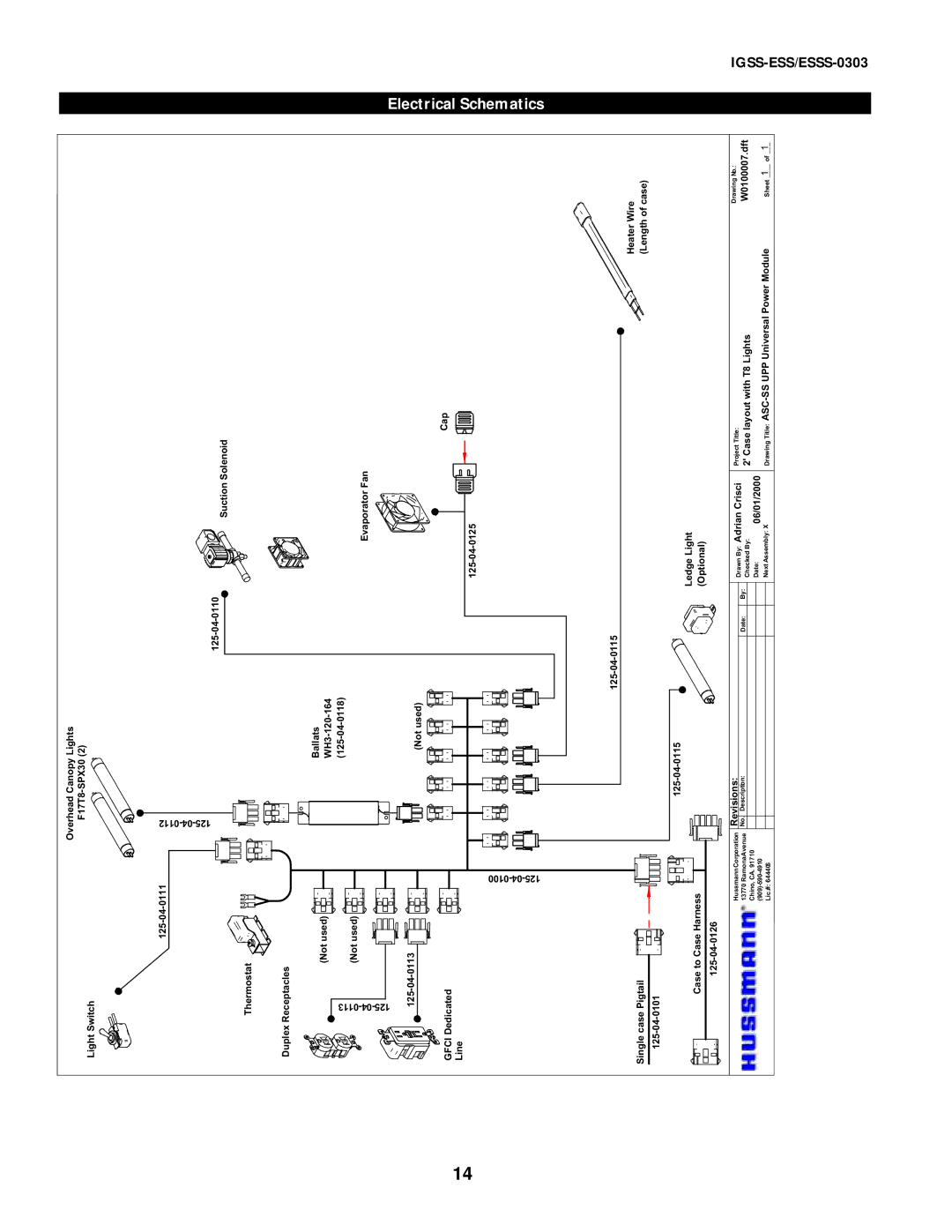 hussman ESSS-0303, IGSS-ESS manual Electrical Schematics, 2CaselayoutwithT8Lights 