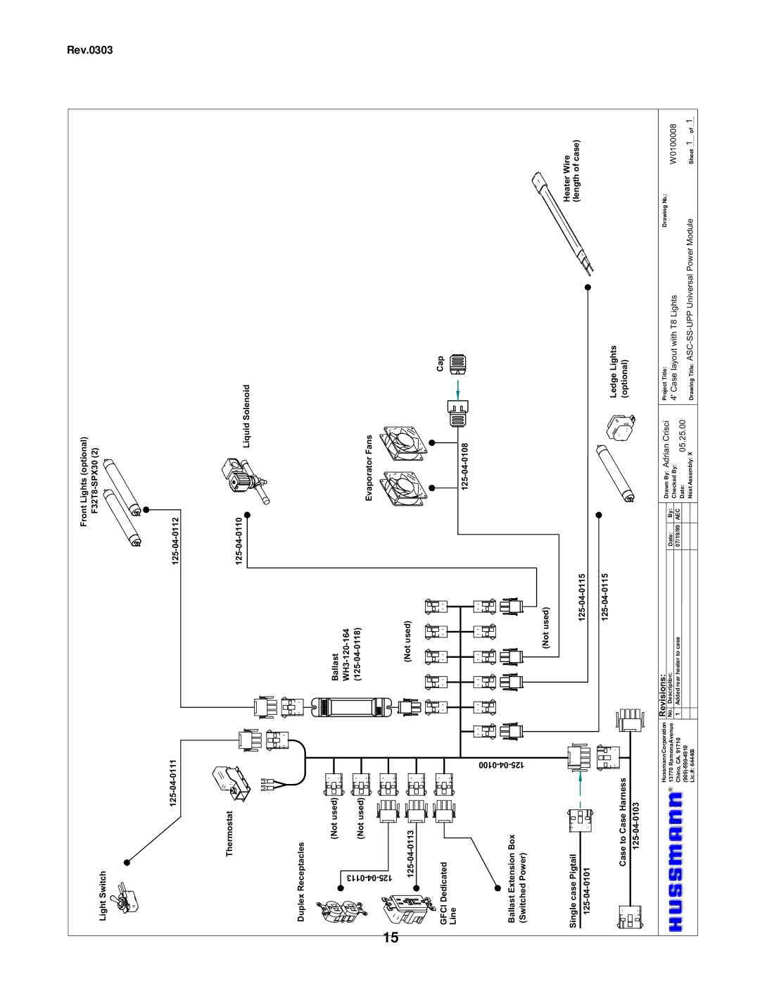 hussman IGSS-ESS, ESSS-0303 manual PigtailcaseSingle 0101-04-125 