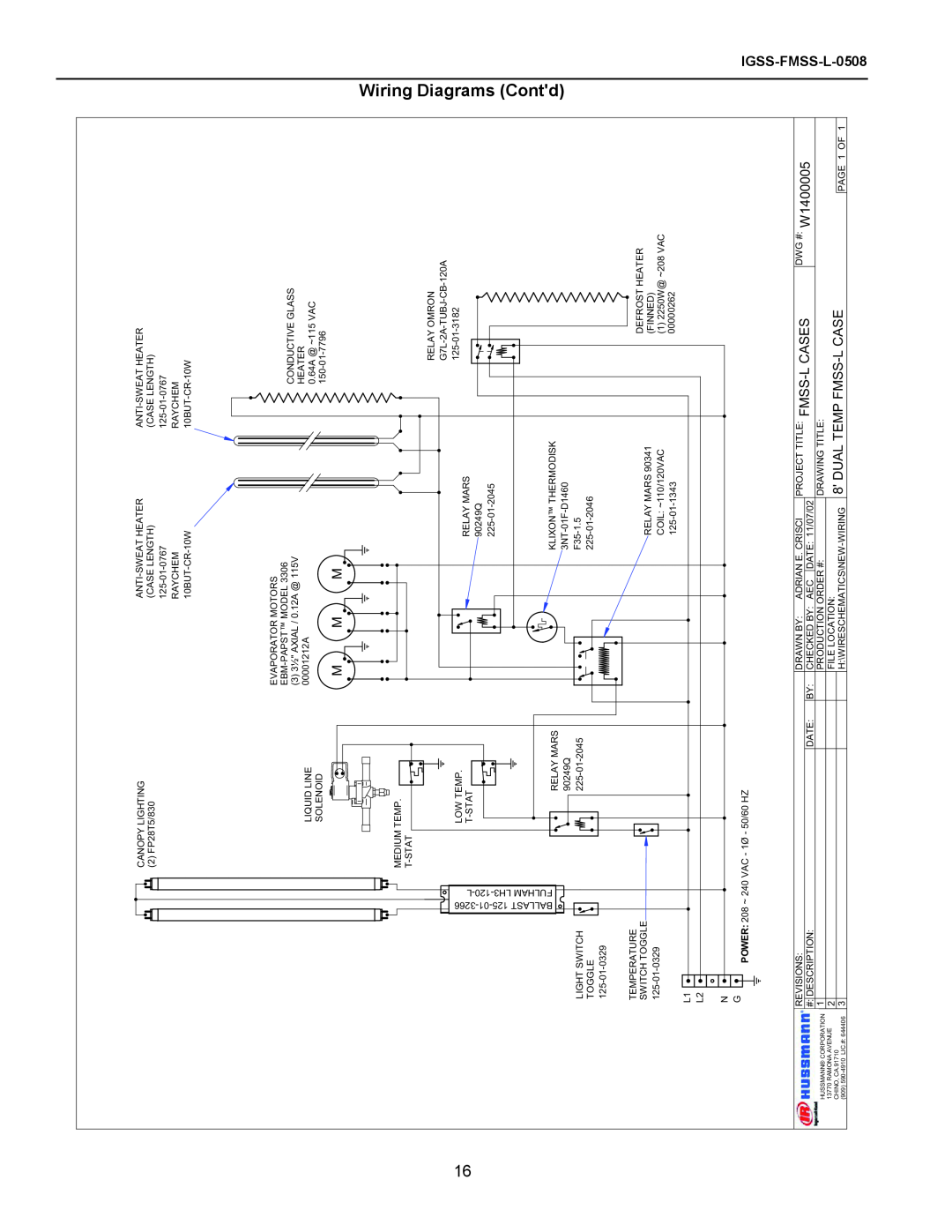 hussman FMSS-L operation manual Diagrams Contd, Wiring, Igss, Fmss, 0508 