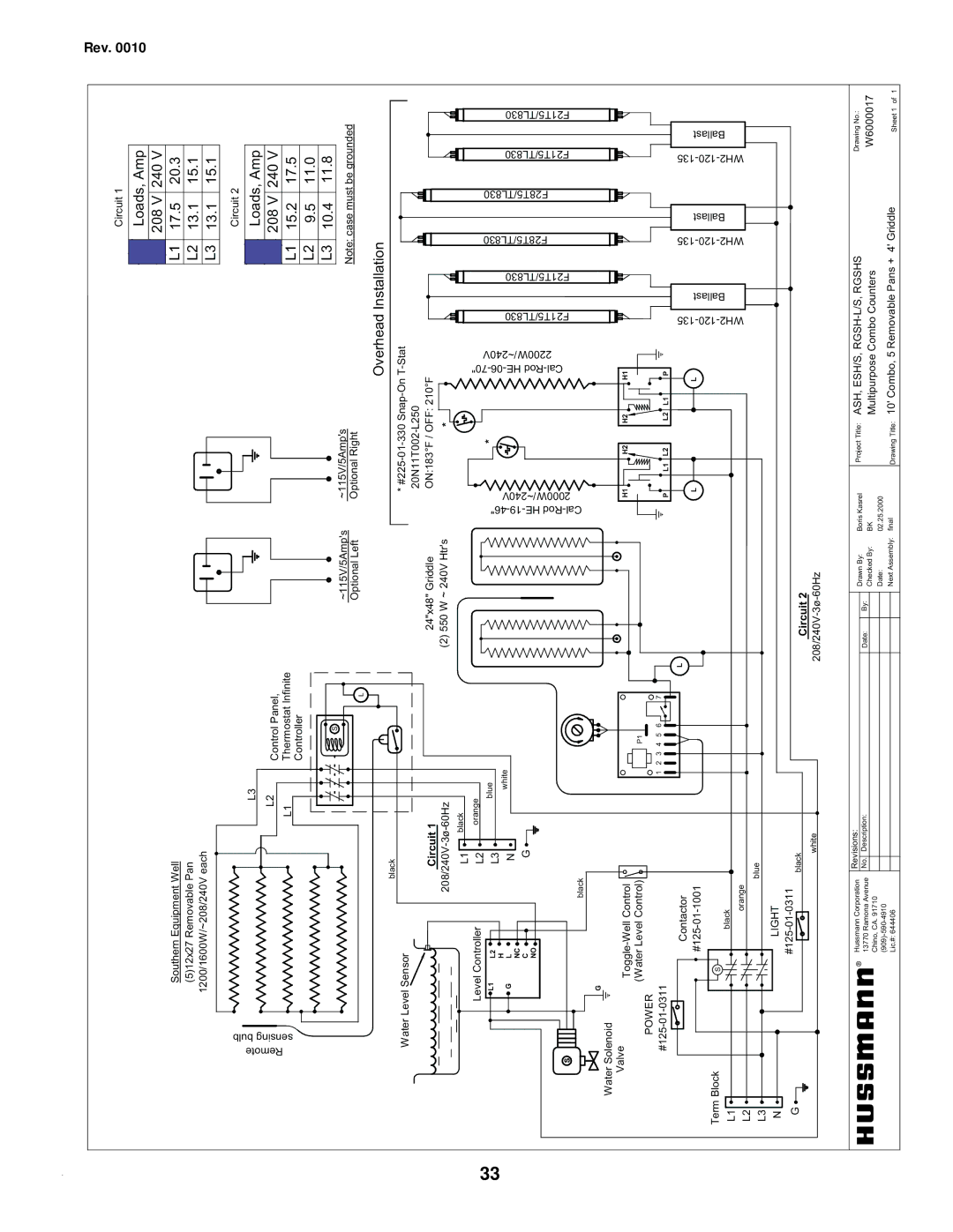hussman IGHT-ESH/ESHS-0010 manual 13.115.1, 511.0 10.411.8, Rgsh-L/S,Rgshs, Ash,Esh/S, Circuit2 