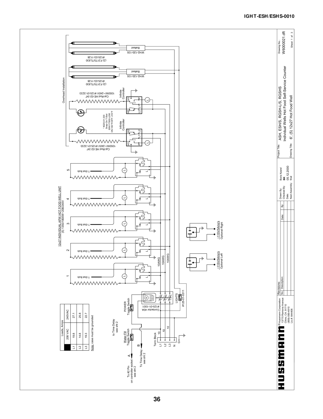 hussman IGHT-ESH/ESHS-0010 manual W6000021.dft, IndividualWellsHotFoodSelf-ServiceCounter 512x27HotFoodWell 