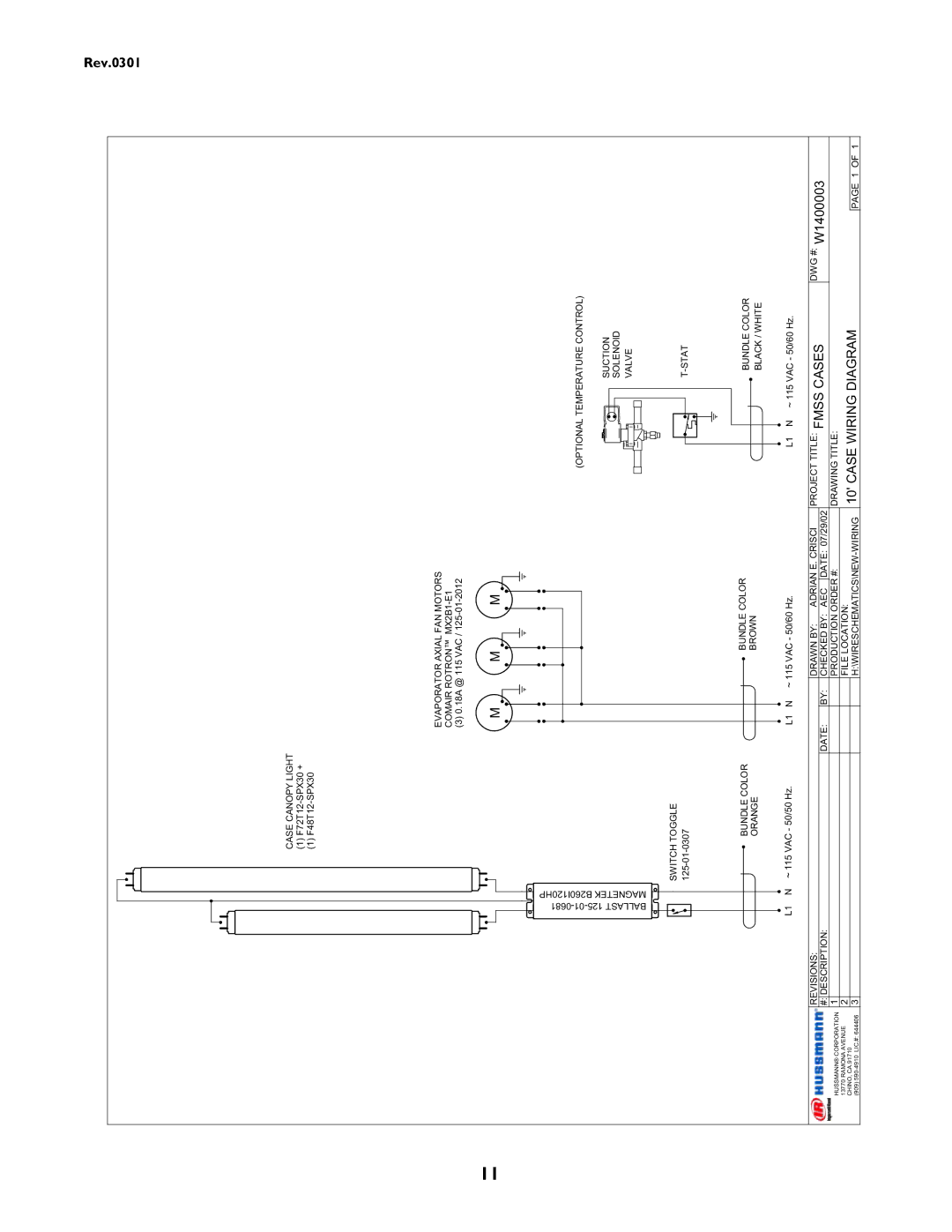 hussman IGSS-FMSS-0301 manual Cases Diagram Fmss, 10CASEWIRING 