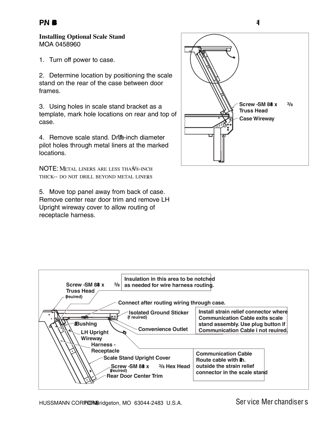 hussman P/N 0420057_B operation manual Installing Optional Scale Stand 