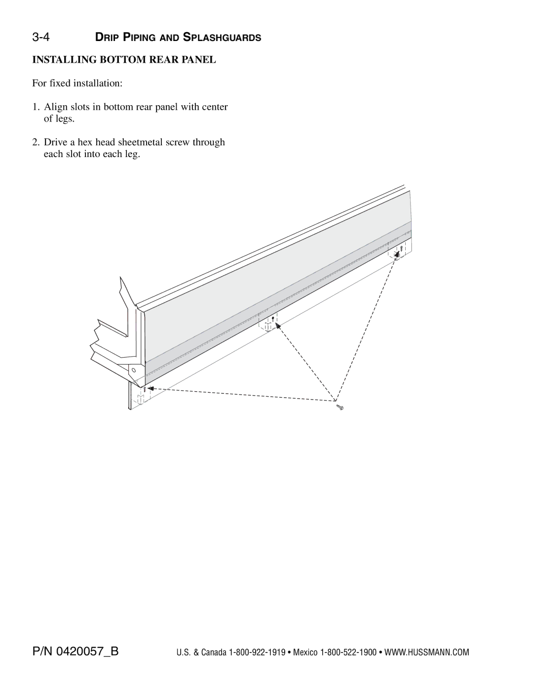 hussman P/N 0420057_B operation manual Installing Bottom Rear Panel 