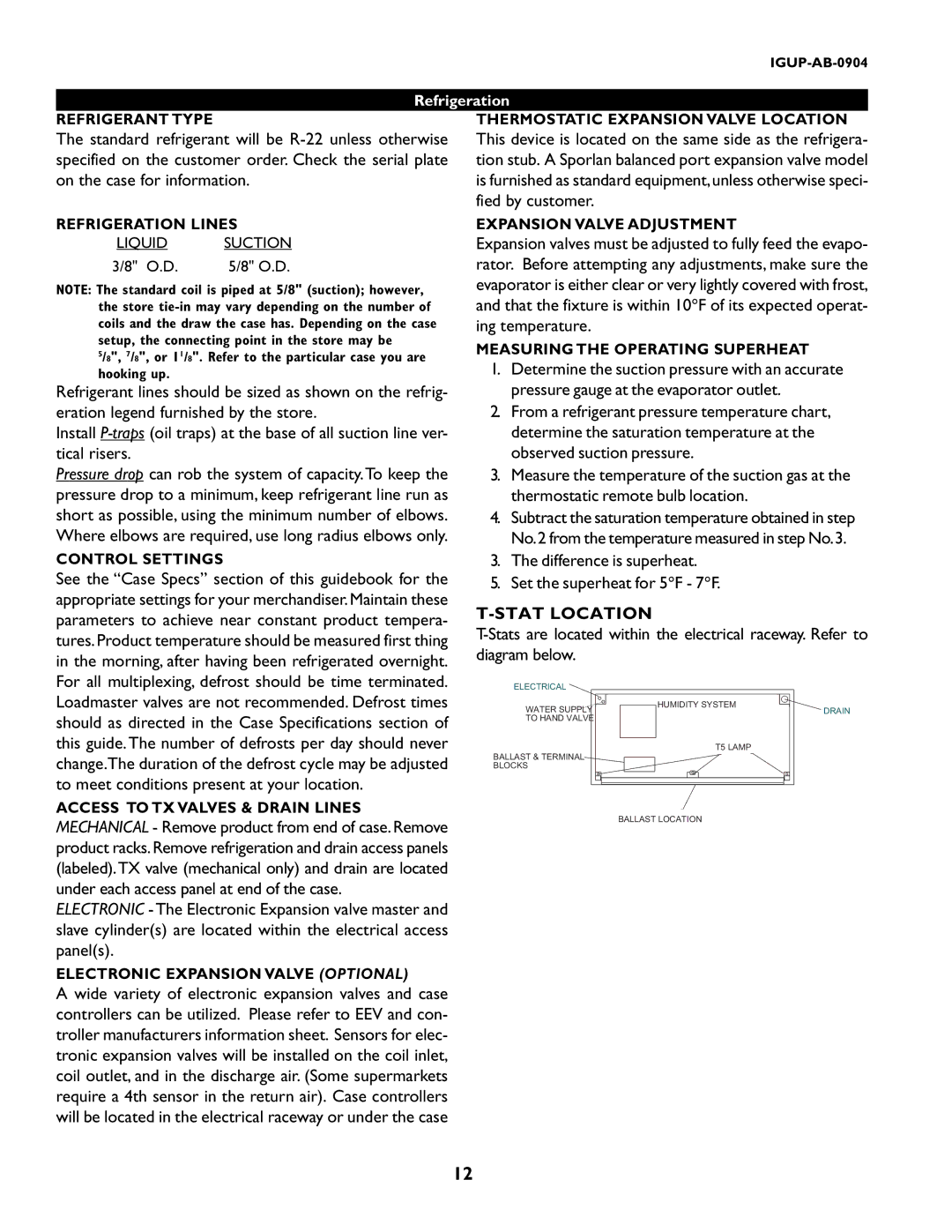 hussman P/N IGUP-AB-0904 operation manual Stat Location 