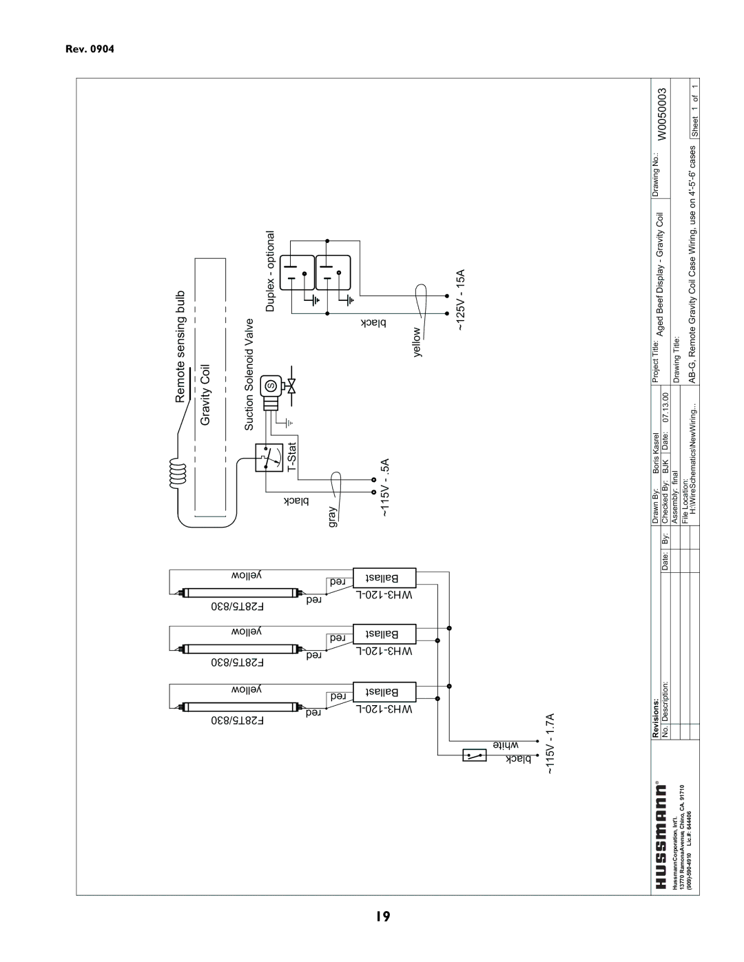 hussman P/N IGUP-AB-0904 operation manual SensingRemotebulb CoilGravity 